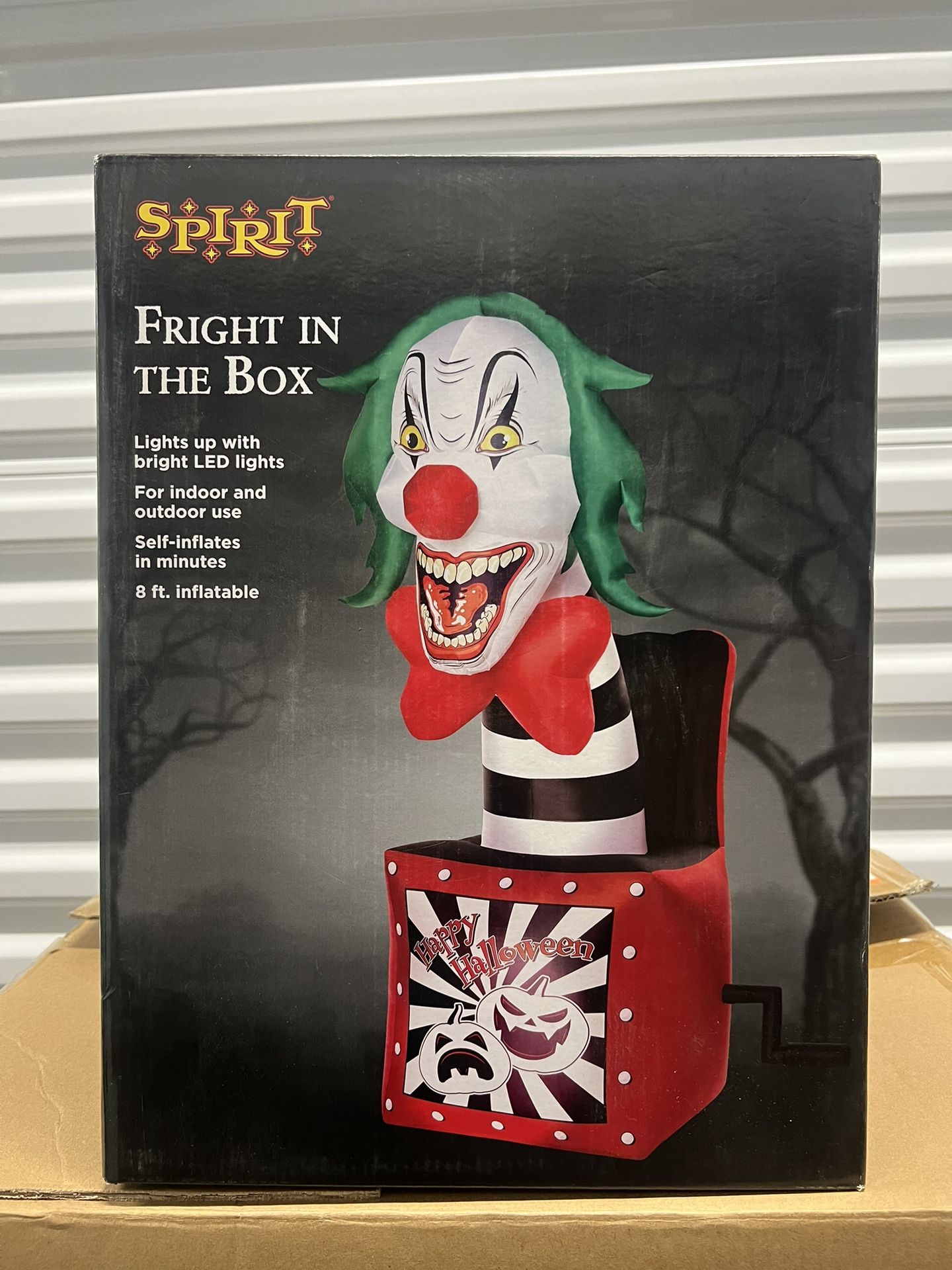 Spirit Halloween Fright In The Box 8’ Inflatable Airblown Jack Clown In A Box