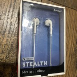 MUZE BY VIVITAR Stealth Wireless Stereo Earbuds w Mic Bluetooth - White - New
