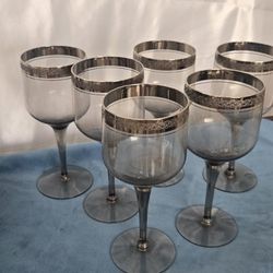 12 TIFFIN FRANSISCAN INDIGO WINE CLARET 6.75" Smokey Gray & Platnum Edging