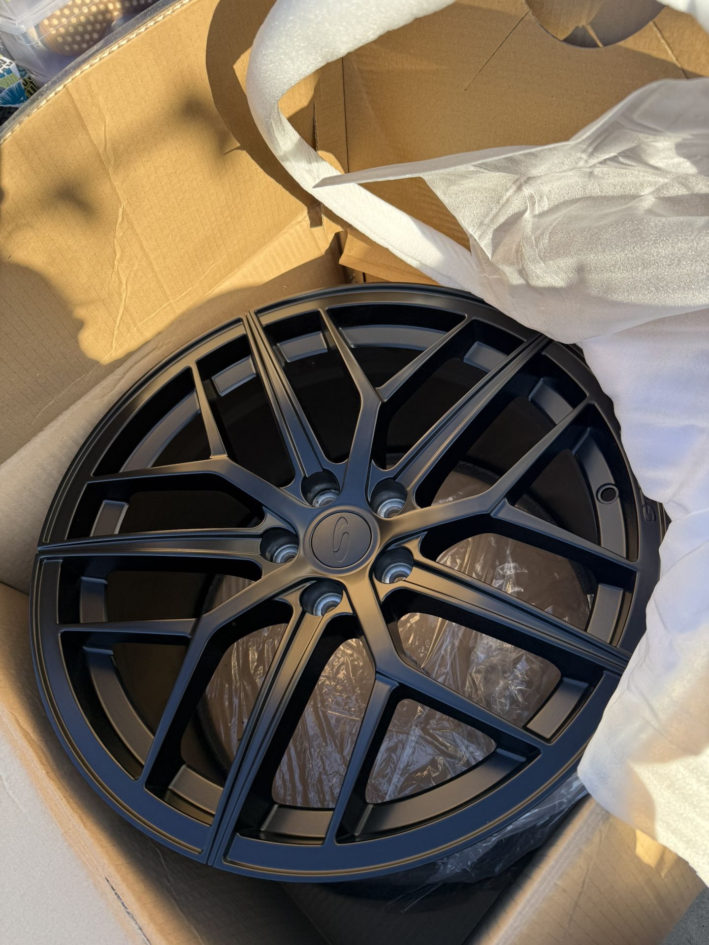 New Steeda Trident Wheels Rims SET OF 4 – Satin Black – 19” Staggered Set (5x114.3)