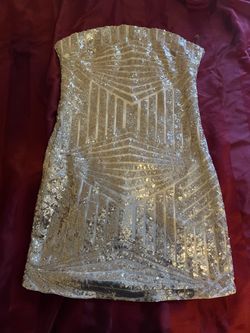 Gold Sequin Strapless Mini Dress