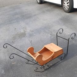 Wooden Santa sled with metal frame 