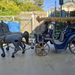 Vintage Stanley Cast Iron Surrey Horse and Carriage