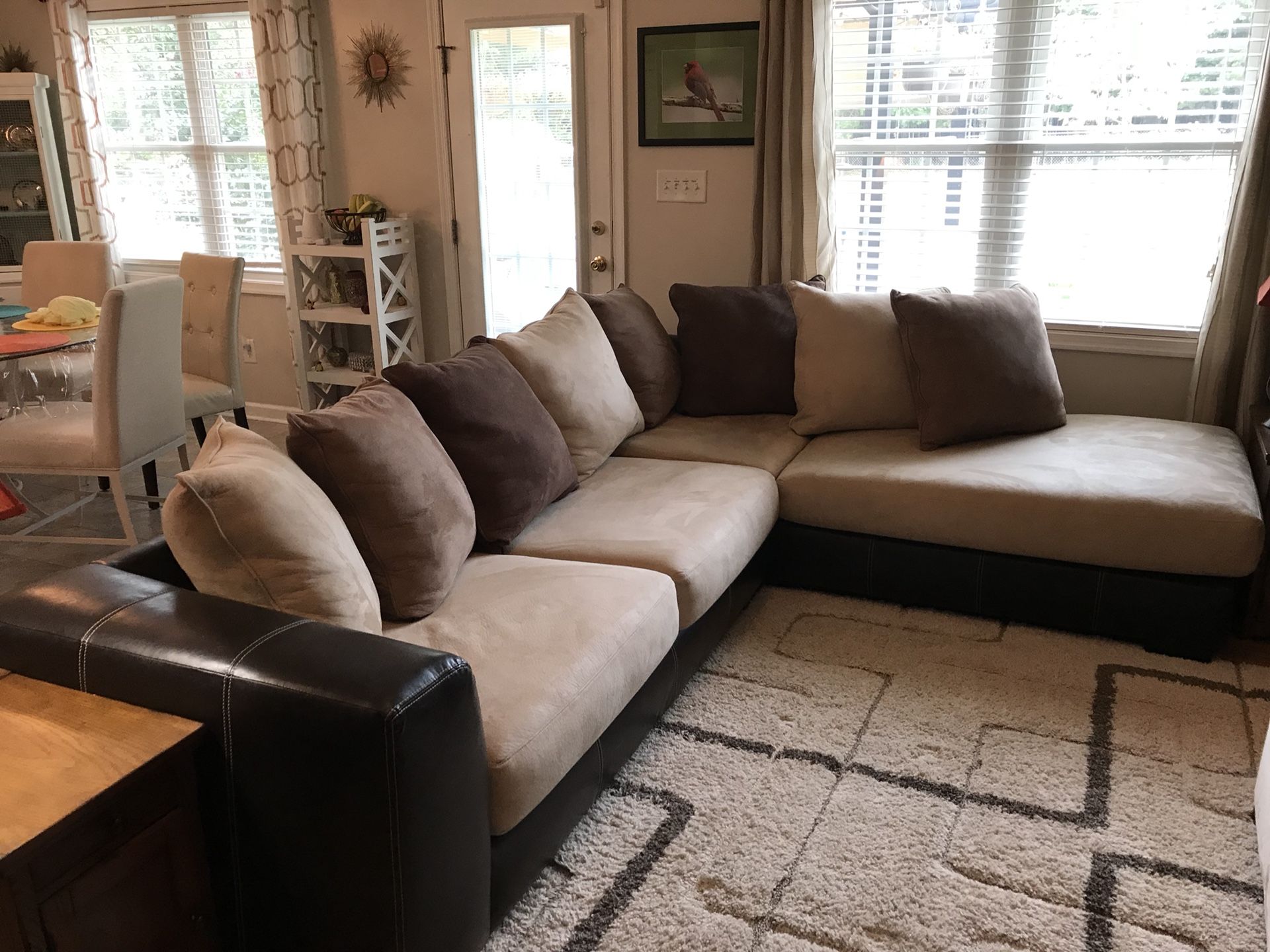 Faux suade sectional