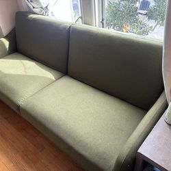 Aria 77" Green Linen Convertible Sofa / Sleeper - Very Light Use