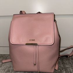 Pink Leather Guess Backpack 