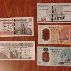 Egypt Egyptian Bills Banknotes Currency 