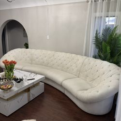 White Curved Couch