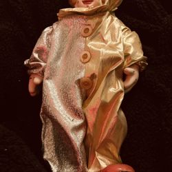 Vintage 18” Harlequin Clown Doll