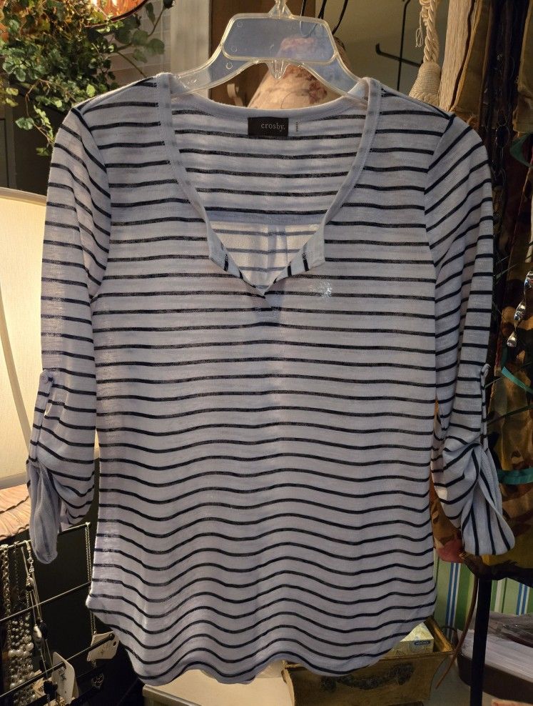 Ladies Small Crosby Blue & White Striped Tunic