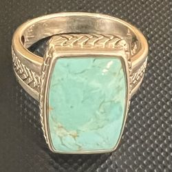 Barse Turquoise Real Stone in Sterling Silver Ring. Size 9
