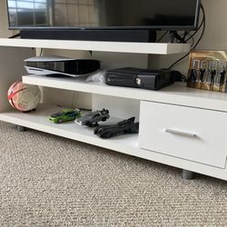 Media Console TV Stand With Drawer White