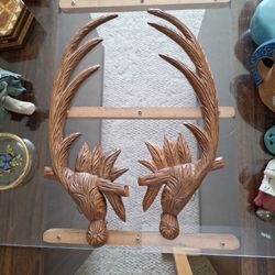 Vintage Hand-Carved Faux Antler Wall Decor (Pair)