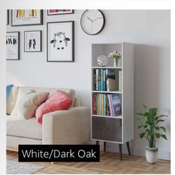 Homfa 4 Tier Bookshelf in 3 Different Colors (White and Gray)