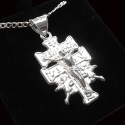 NEW STERLING SILVER CARAVACA PENDANT WITH CHAIN 