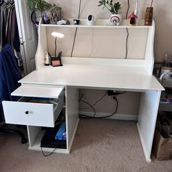 White desk with hutch