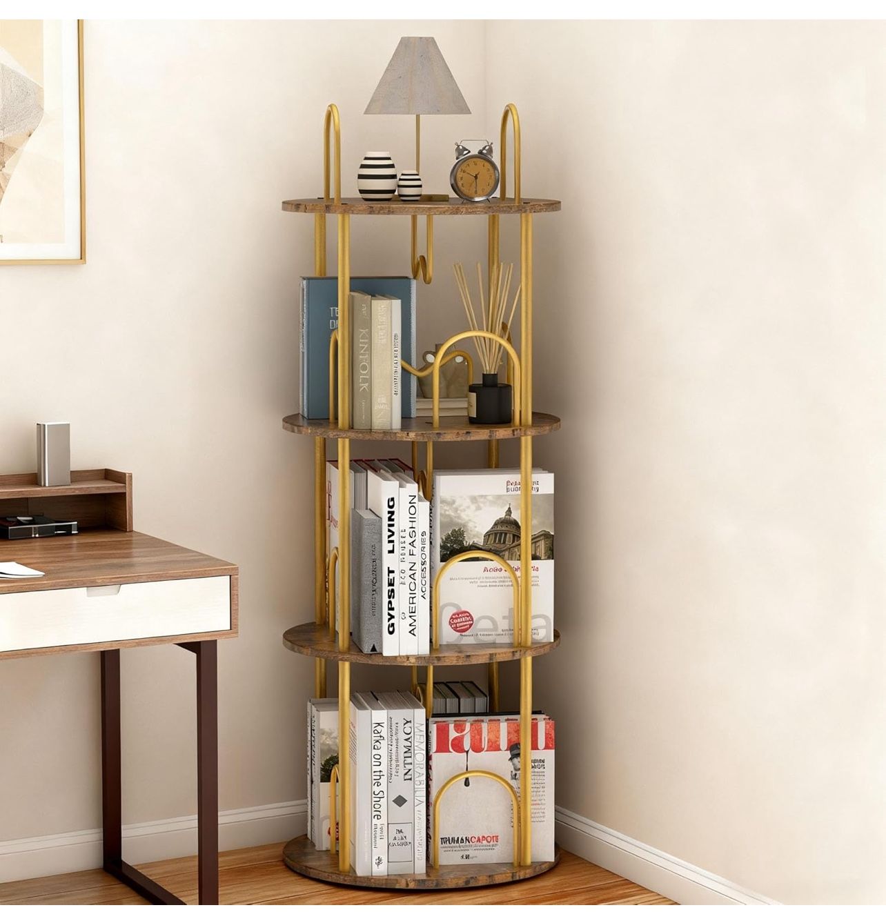 K-1）3 Tier Rotating Bookshelf,