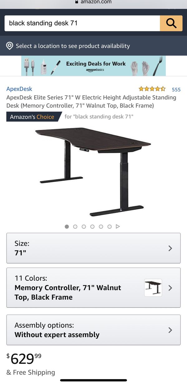 Standing Desk Black 71 inch for Sale in San Diego, CA