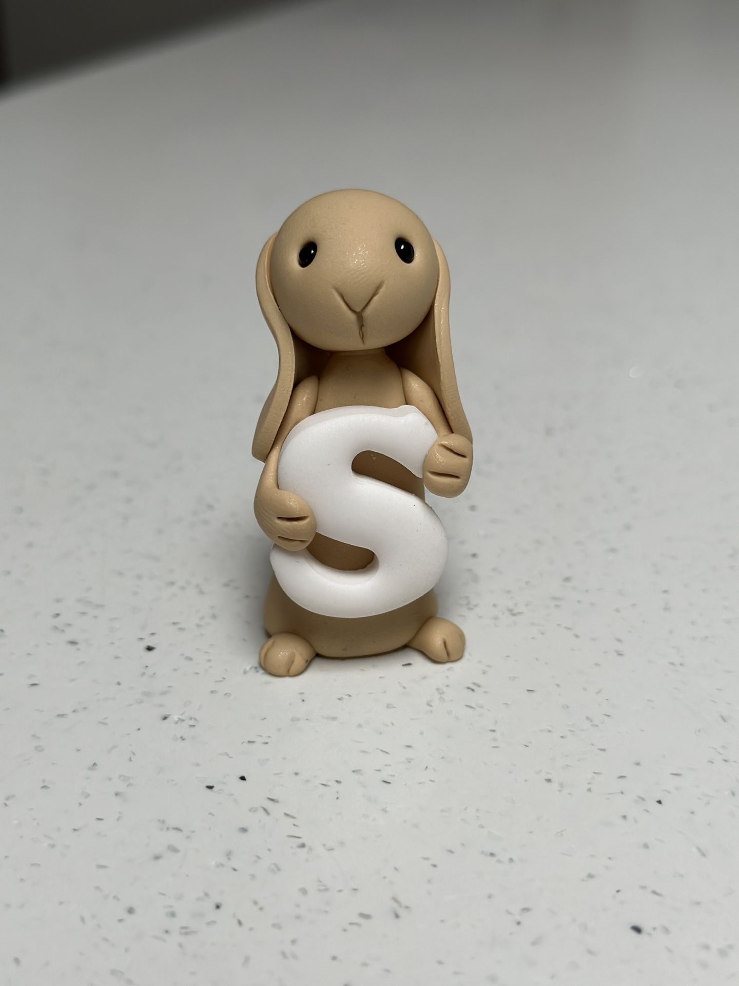 Tan Bunny Holding “o”