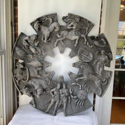 Vintage Resin Cast Zodiac Brutalist Ringmaster Figure 39 Inch Round 