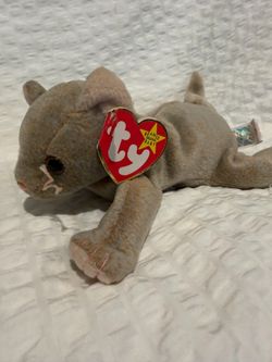 Ty Beanie Baby Gray Cat Plush with Tag