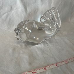 Vintage Vilca Italy Crystal Whale Paperweight Clear Art Glass Figurine
