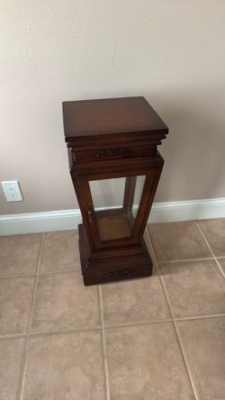 Wood and glass display case end table