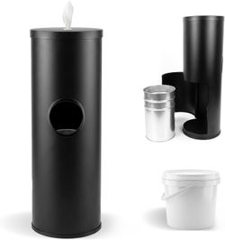 36" Gym Wipes Dispenser Stand w/ 4L Container & Built-In Trash Can