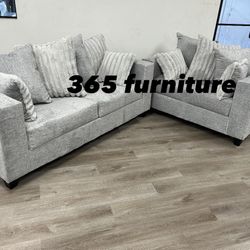 NEW GRAY SOFA & LOVESEAT