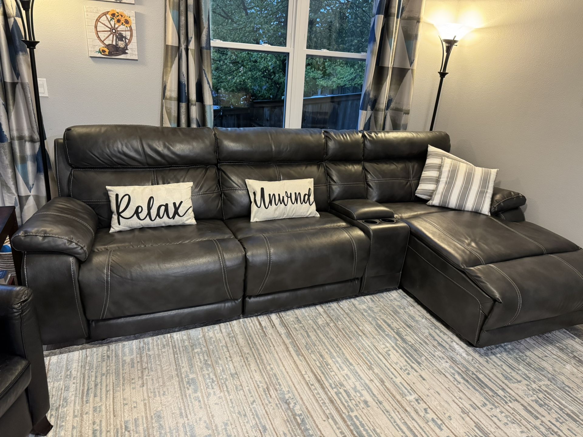 Faux Leather Couch Power Reclining 