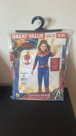 Marvel Captain Marvel Child Costume Size Medium 8-10