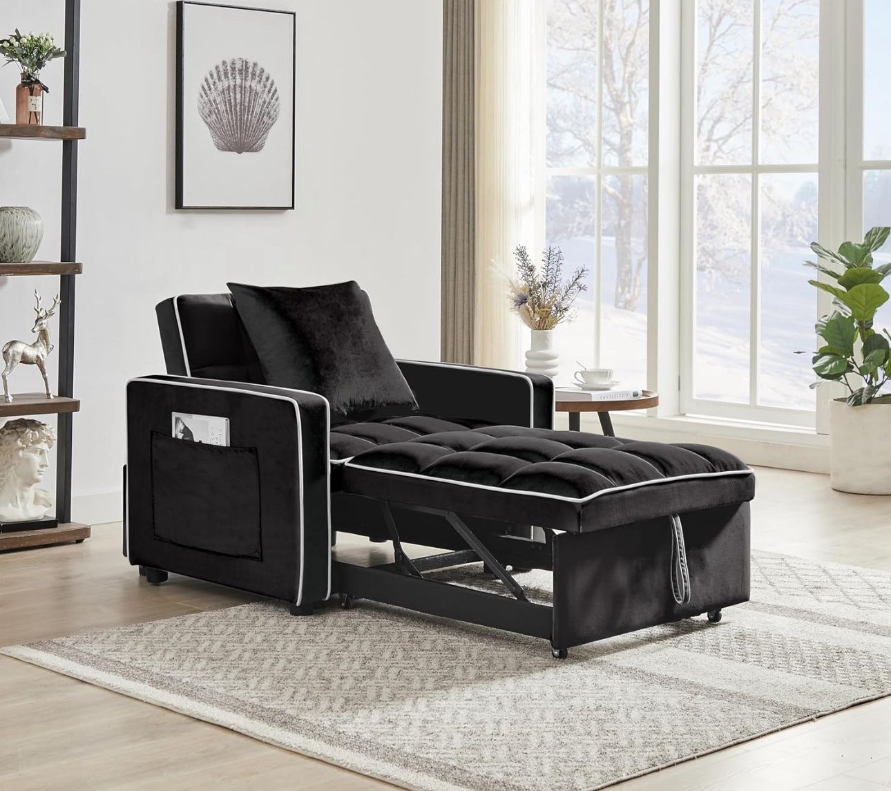 Three-in-One Folding Sofa Chair Bed with Adjustable Back - 33.85 x 35.43 x 31.10