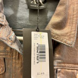 New Armani Exchange Glittery Denim Jacket S/P Rose Gold