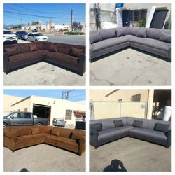 NEW 9x9ft  SECTIONAL COUCHES.  DARK BROWN ,CHARCOAL,  CHOCOLATE MICROFIBER  AND  GREY BLACK  FABRIC COMBO  Sofas  3pcs 