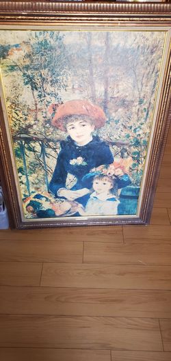 Vintage Masters Collection Framed Oil Replica on Canvas Auguste Renoir "TWO SISTERS ON THE TERRACE" 42x30