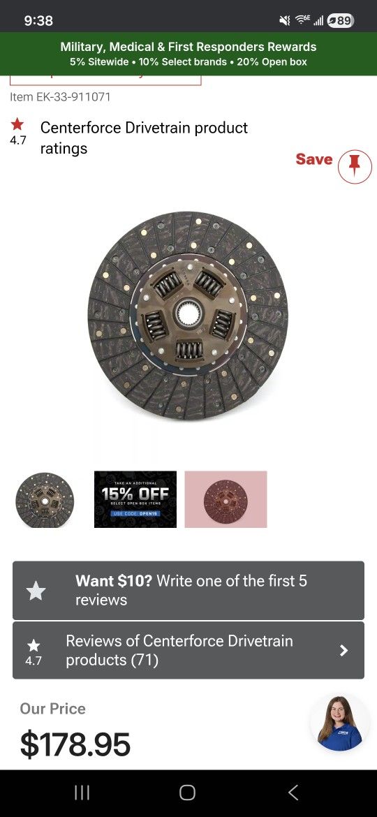 11inch Centerforce Cluch Disc. Chevy