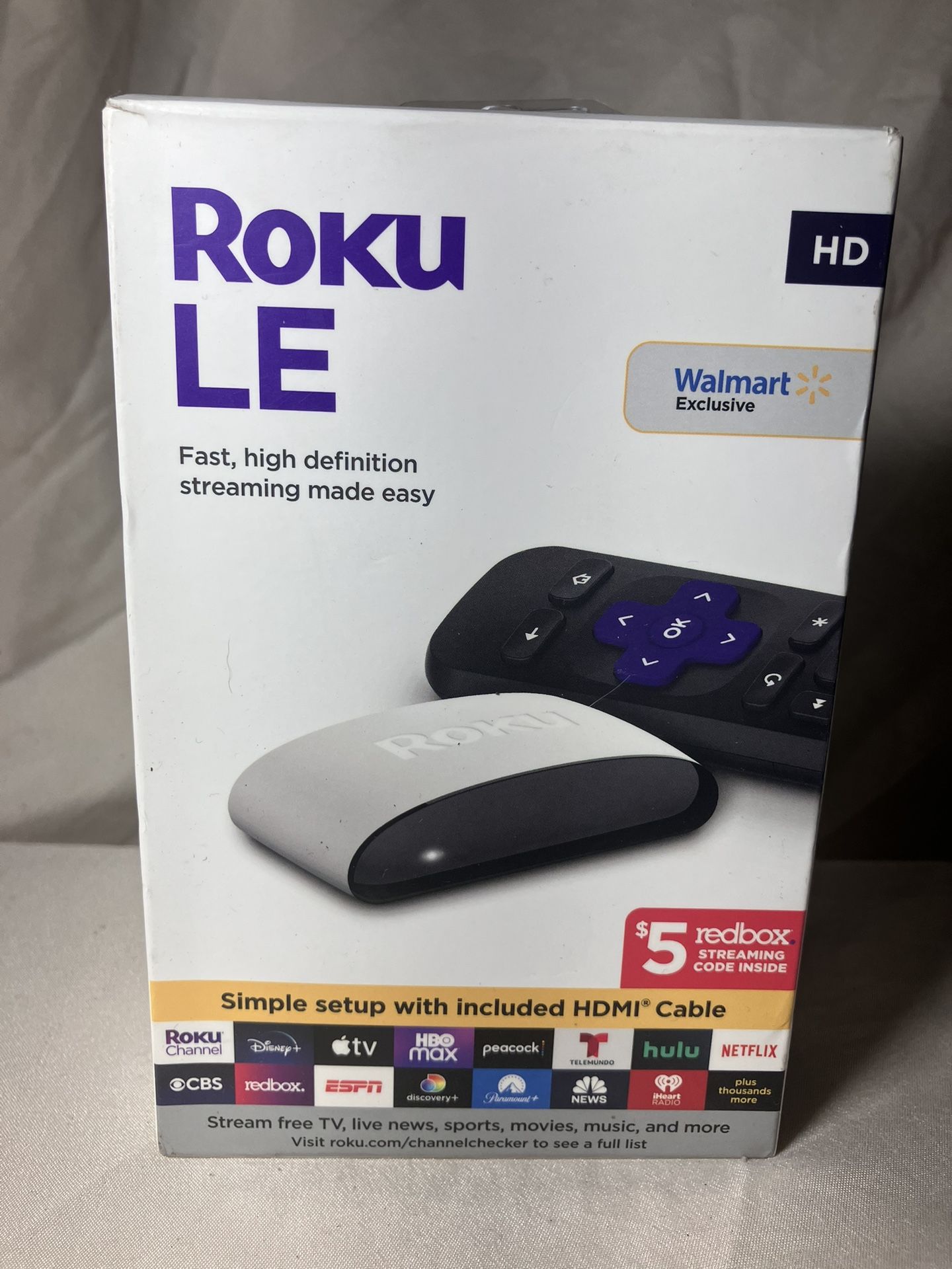 Roku LE HD Streaming Media Player with High Speed HDMI Cable and Simple Remote