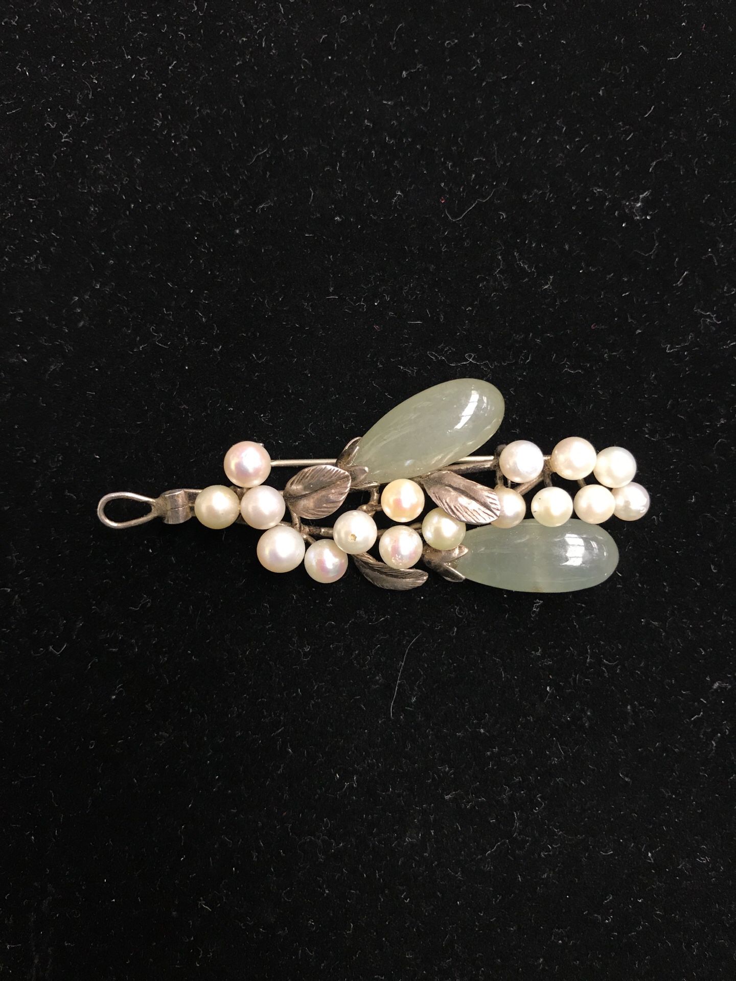 Ming’s Jade&Pearl&Silver brooch/pendent