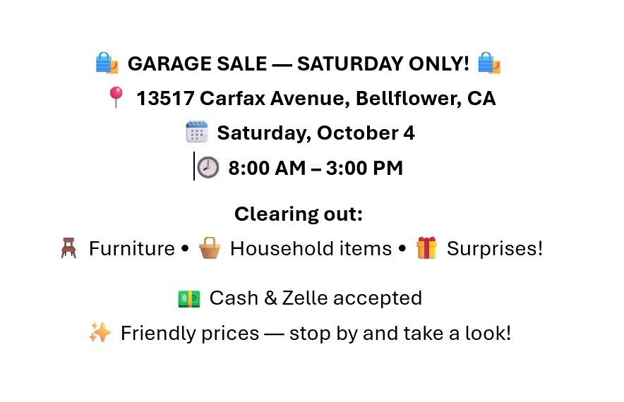 GARAGE SALE / MOVING SALE