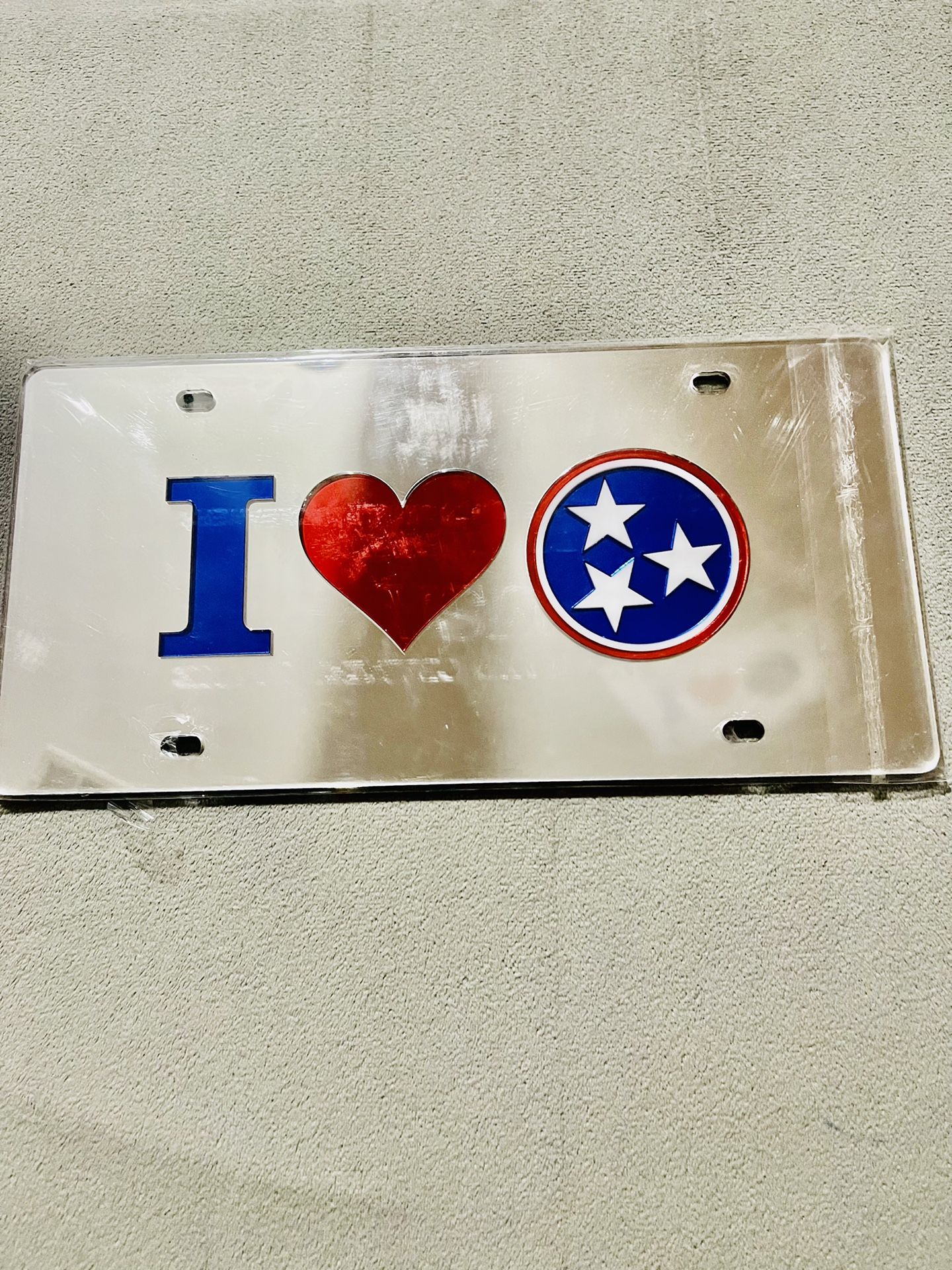 Tennessee State Flag License Plate, New still in plastic.