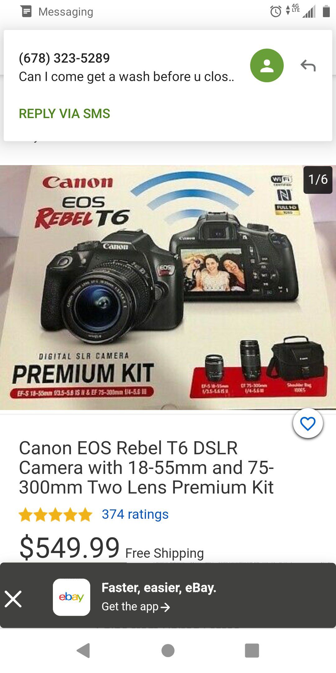 Canon rebel T6. ( Camera /one lenz only)