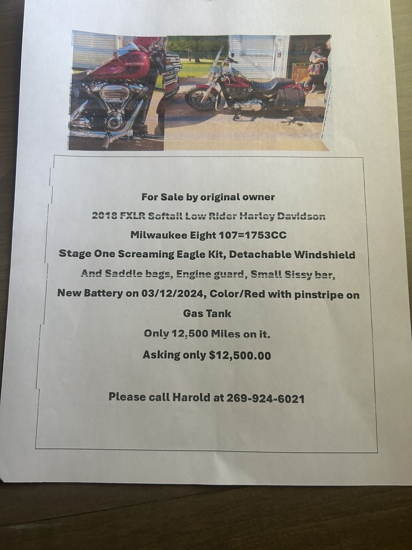 2018 Harley Davidson Soft tail lowrider