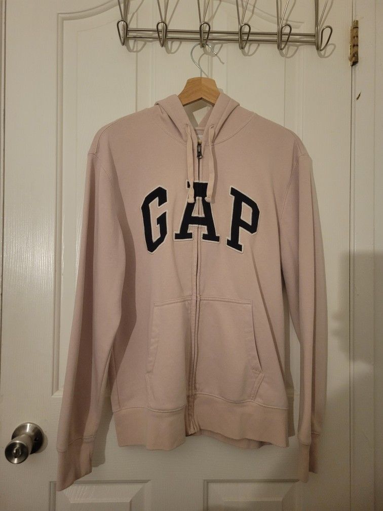 Light Pink Gap Zip Up Hoodie Blue Logo