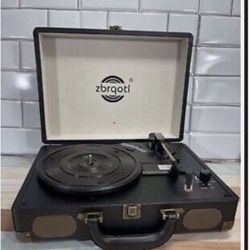 Vintage 3-Speed Bluetooth Portable Suitcase Record Player