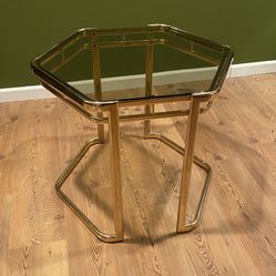 Morex Italian Glass & Brass Side Table – Vintage Modern