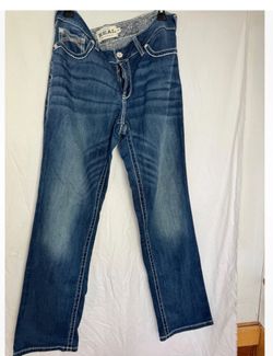 Ariat REAL Denim Women Jeans Blue Wash Bootcut Embellished Size 33R