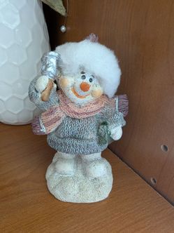 Small Snowman Ceramic Statue.