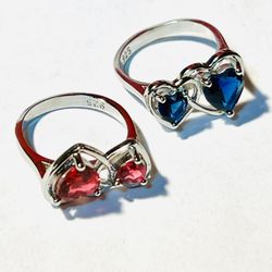 STERLING SILVER.925 STAMPED TANZANITE AND RHODONITE GARNET RINGS 