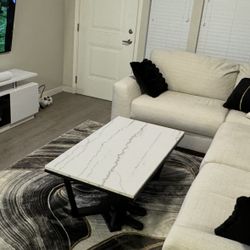 Coffee table - White Marble Top With Black Frame