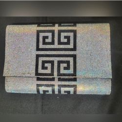 Crystal, Sparkle, Silver And Black, Clutch, Purse, No Strap, Evening Purse